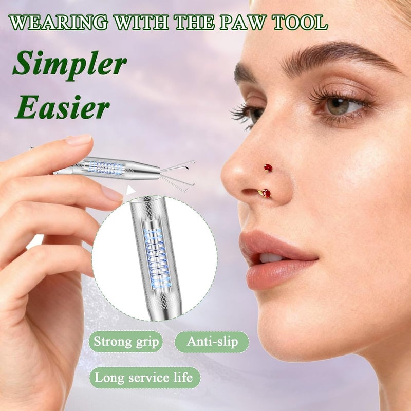 AMASIS Opal Nose Ring Studs Horseshoe Nose Rings Hoops Stud 316L Stainless Steel Nose Rings Round CZ Square Screw L Shaped Nose Stud Hypoallergenic Nostril Piercing Jewelry for Women Men - Image 4